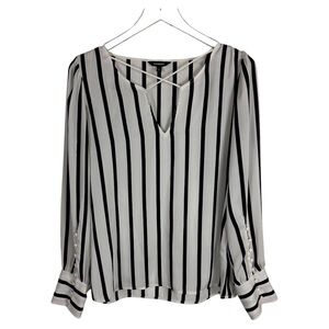 Express Black and White Strip Blouse